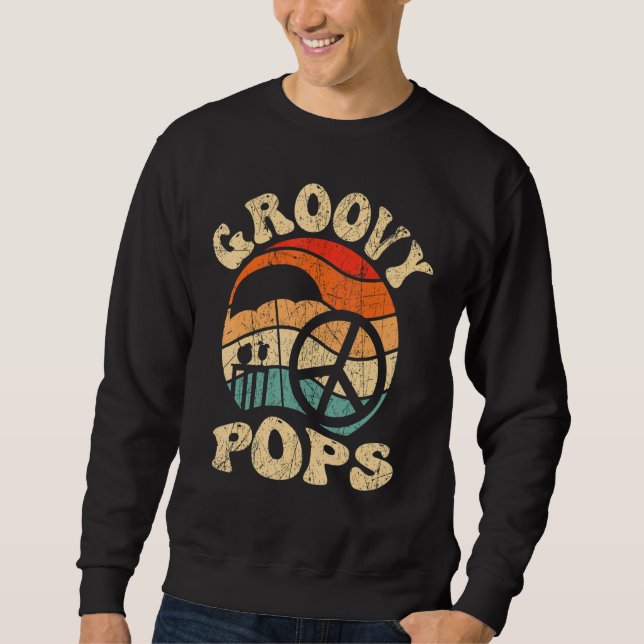 Mens Groovy Pops 70s Aesthetic Nostalgia 1970's Re Lång Ärmad Tröja (Framsida)