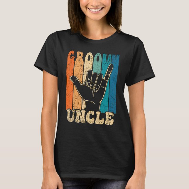 Mens Groovy Uncle 70s Aesthetic Nostalgia 1970's R T Shirt (Framsida)