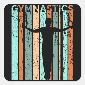 Mens Gymnastics Retro Distressed Birthday Kids Fyrkantigt Klistermärke