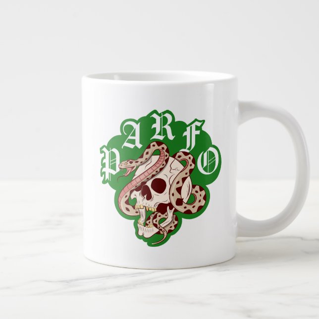 Mens Helg Scramble Badass Skalle Orm Gothic Jumbo Mugg (Höger)