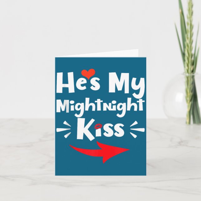 Mens He's My Midnight Kiss Happy New Year Matching Kort (Framsida)