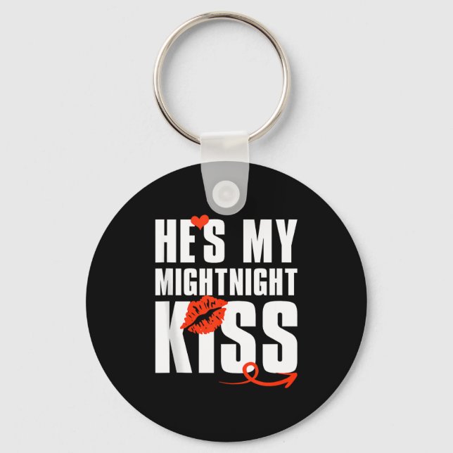 Mens He's My Midnight Kiss Happy New Year Matching Nyckelring (Framsida)