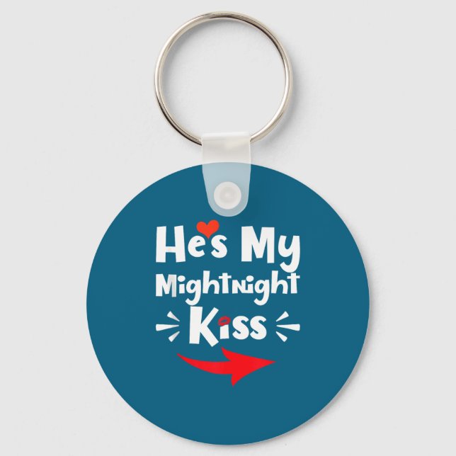 Mens He's My Midnight Kiss Happy New Year Matching Nyckelring (Framsida)