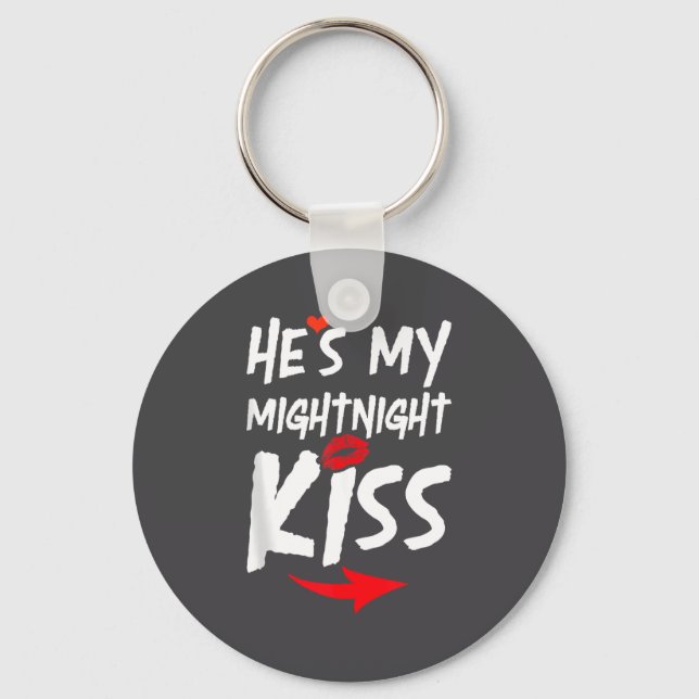 Mens He's My Midnight Kiss Happy New Year Matching Nyckelring (Framsida)