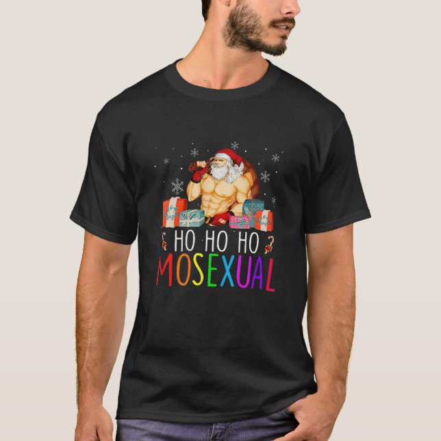 Mens Ho Ho Ho Mosexual Gay Santa LGBT Pun Pride Ch T Shirt (Framsida)