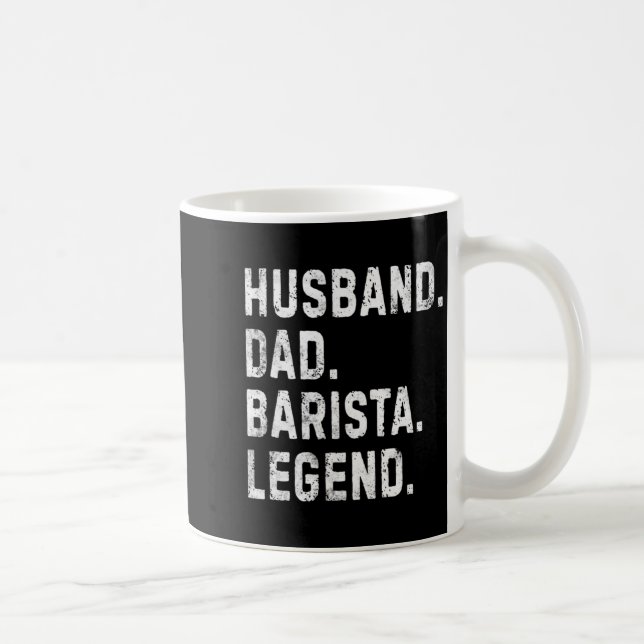 Mens Husband Dad Barista Legend Funny Coffee Maker Kaffemugg (Höger)
