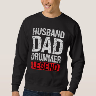 Mens Husband Dad Drummer Legend Drum Player Drumme Lång Ärmad Tröja