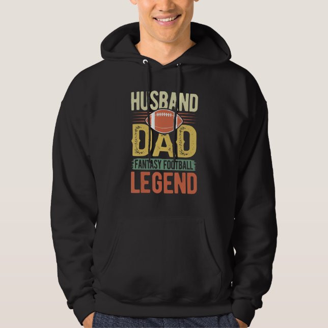 Mens Husband Dad Fantasy Football Legend American  Hoodie (Framsida)