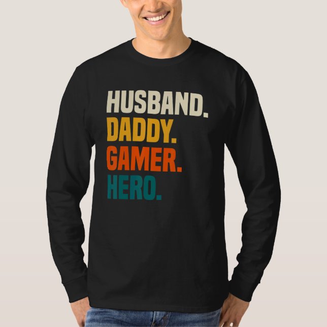 Mens   Husband Dad Father Gamer Gaming T Shirt (Framsida)