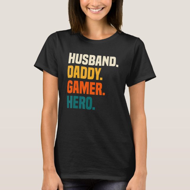 Mens   Husband Dad Father Gamer Gaming T Shirt (Framsida)