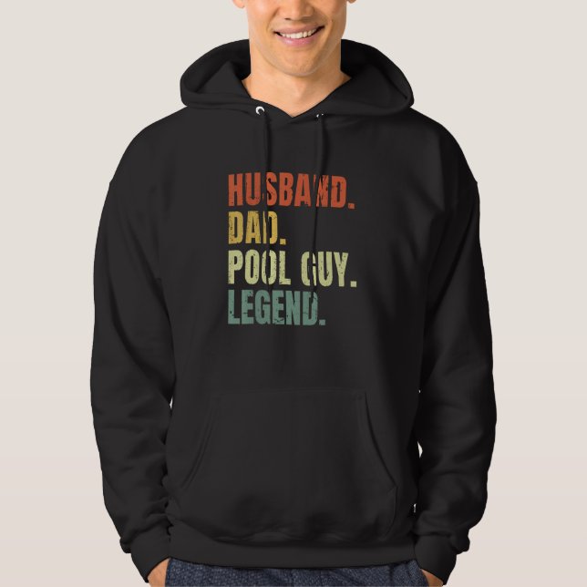 Mens Husband Dad Pool Guy Legend Funny Fathers Day Hoodie (Framsida)