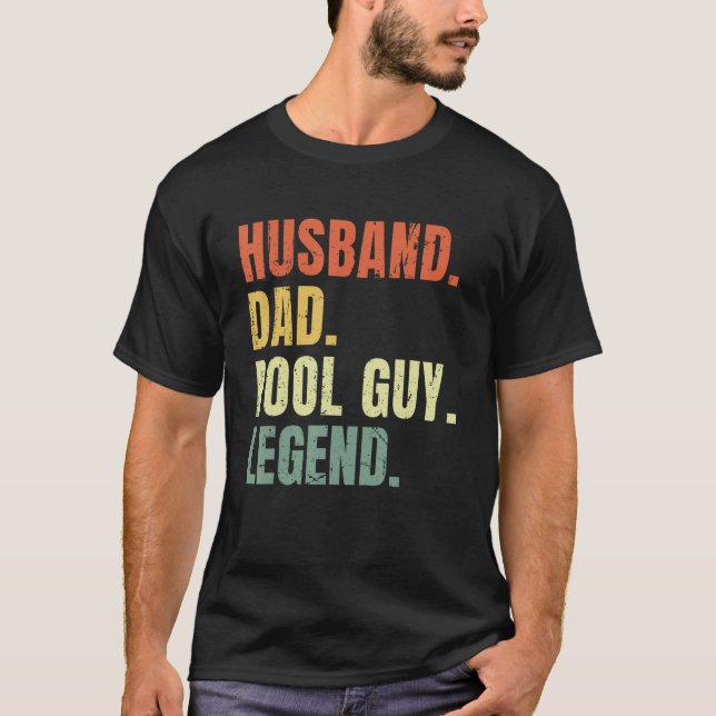 Mens Husband Dad Pool Guy Legend Funny Fathers Day T Shirt (Framsida)