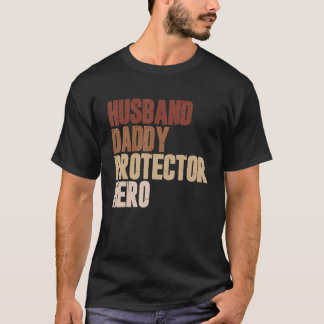 Mens Husband Daddy Protector Hero Father's Day Cam T Shirt