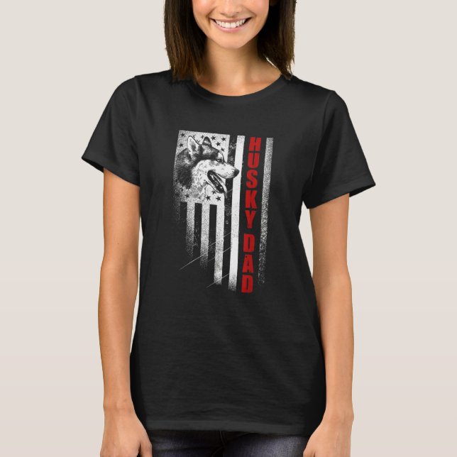 Mens Husky   Siberian Husky Dad American Flag Dog T Shirt (Framsida)