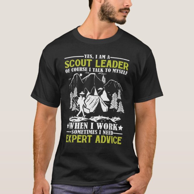 Mens I talk to myself SPL Scout Leaders boys scout T Shirt (Framsida)