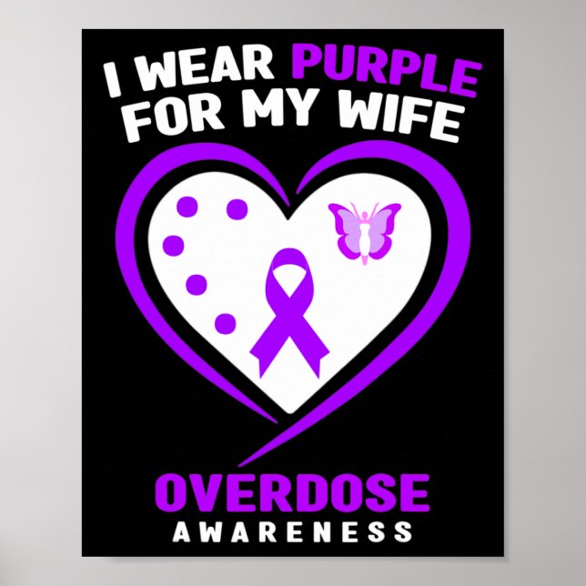 Mens I Wear Purple For My Wife Overdose Awareness  Poster (Framsidan)
