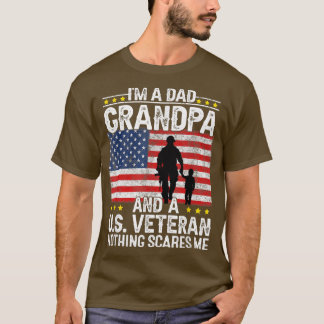 Mens I'm a Dad Grandpa and a Veteran Grandpa Fathe T Shirt