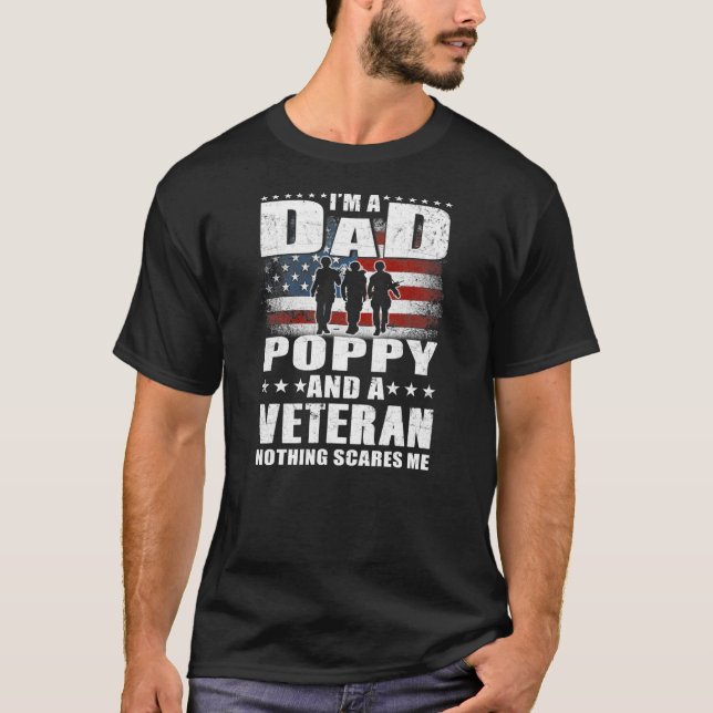 Mens I'm A Dad Poppy And A Veteran Dad Poppy T Shirt (Framsida)