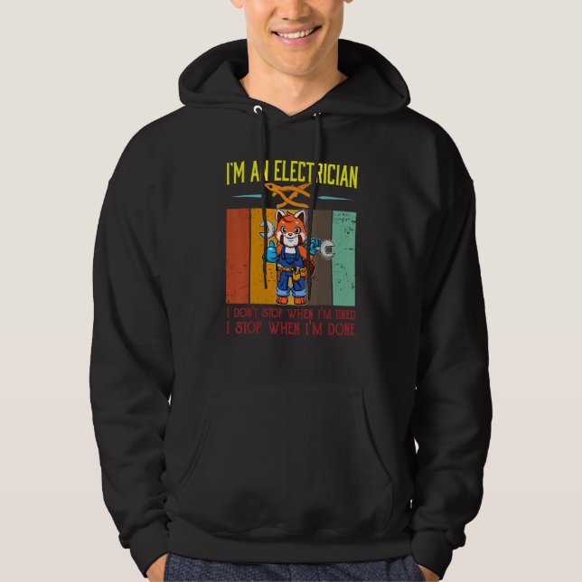 Mens I'm Electrician Stop When I'm Done Lineman Wi Hoodie (Framsida)