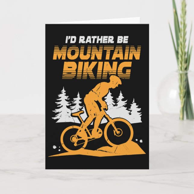 Mens Jag Hellre Skulle Vara Mountainbike Kort (Framsida)
