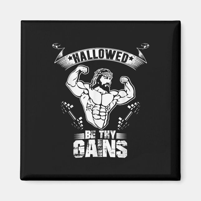 Mens Jesus Bodybuilding T Shirt - Funny Jesus Weig Magnet (Framsidan)