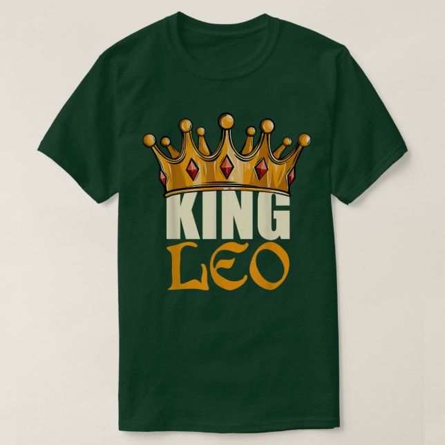 Mens King Leo Zodiac Birthday Horoscope Astrology  T Shirt (Design framsida)