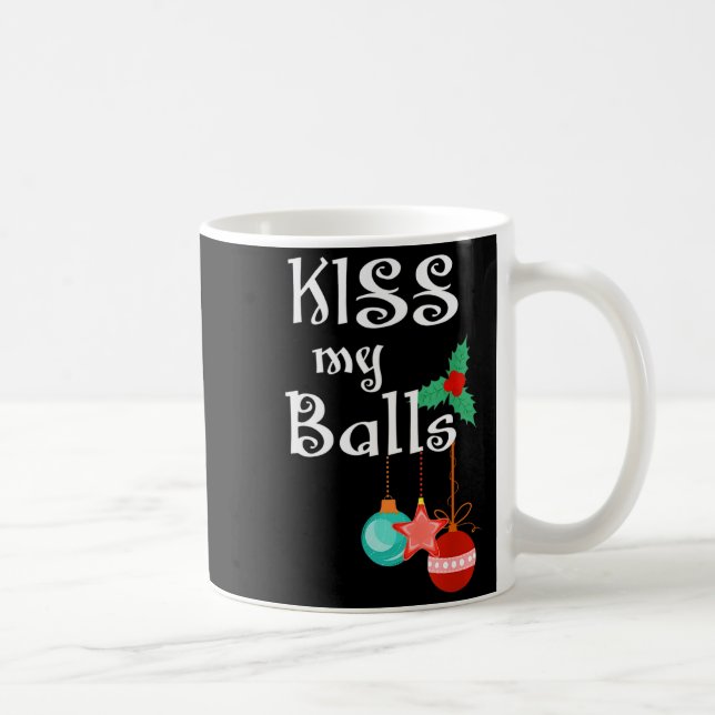 Mens Kiss My Xmas Funny Adult Humor Christmas  Kaffemugg (Höger)