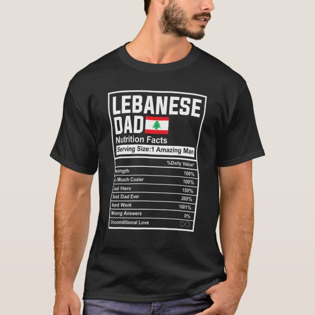 Mens Lebanese Dad Nutrition Facts Father's Day Nat T Shirt (Framsida)