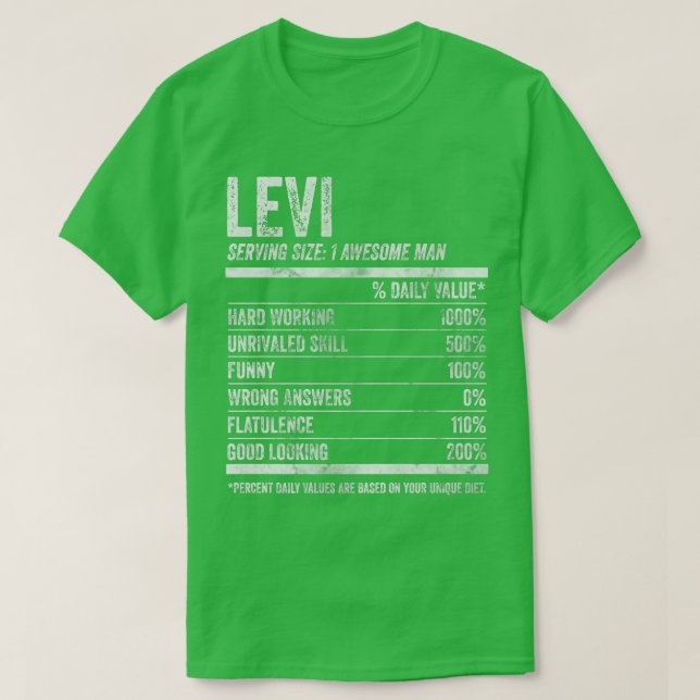 Mens Levi Nutrition Personalized Name  Funny Name  T Shirt (Design framsida)