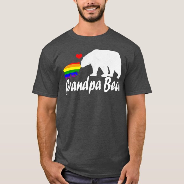 Mens LGBT Grandpa Bear Gay Pride Equal Rights T Shirt (Framsida)