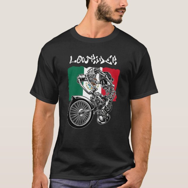Mens Low Rider Bicycle Mexican Chicano Mexico Lowr T Shirt (Framsida)