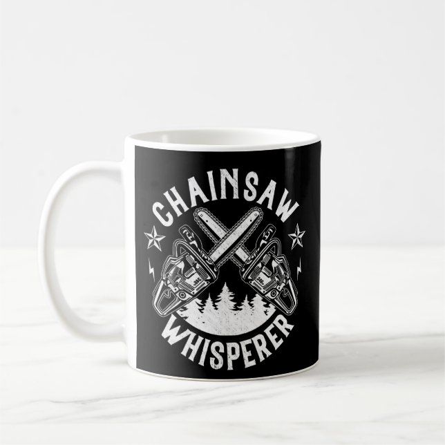 Mens Lumberjack Gift Chainsaw Whisperer Logger Kaffemugg (Vänster)