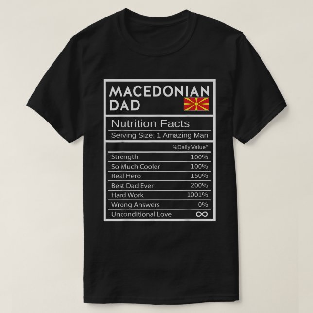 Mens Macedonian Dad Nutrition Facts National Pride T Shirt (Design framsida)