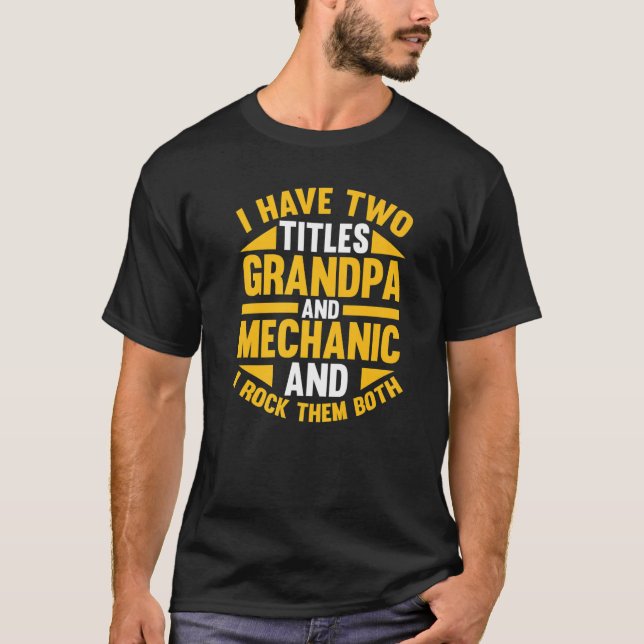 Mens Maintenance Man Garage Grandpa Mechanic T Shirt (Framsida)