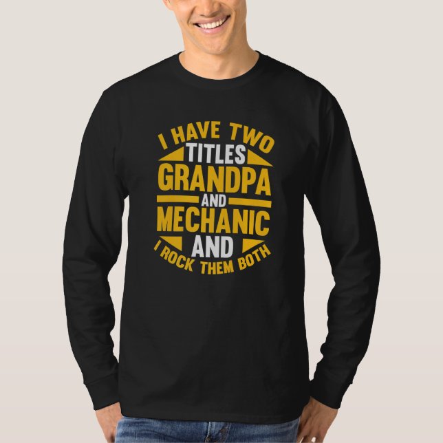 Mens Maintenance Man Garage Grandpa Mechanic T Shirt (Framsida)