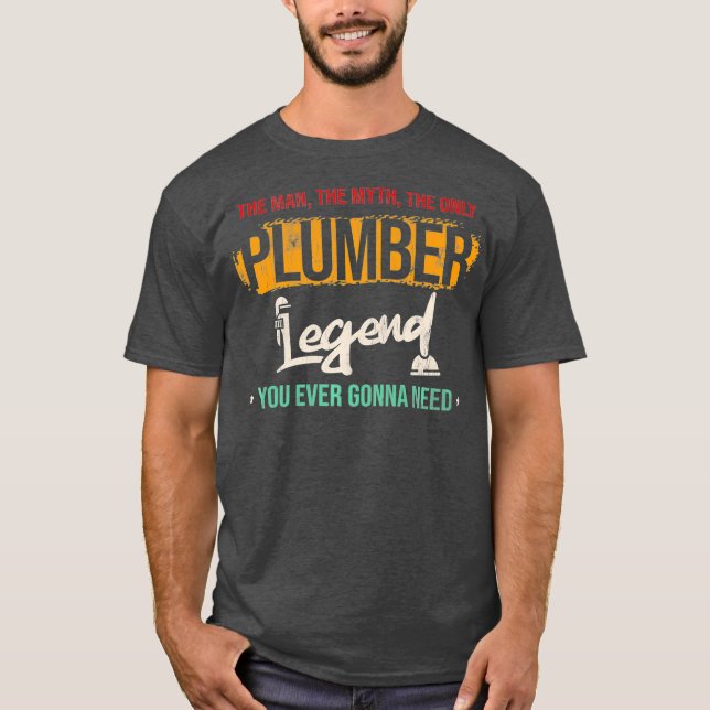 Mens Man Myth Legend Plumber Tech Plumbing T Shirt (Framsida)
