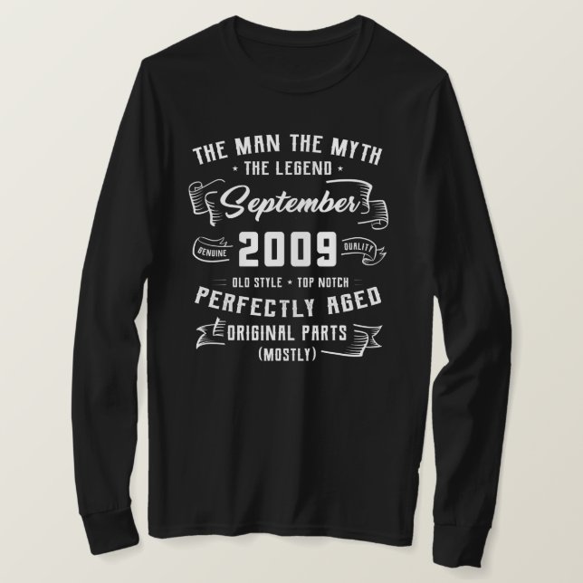 Mens Man Myth Legend September 2009 13th Birthday T Shirt (Design framsida)