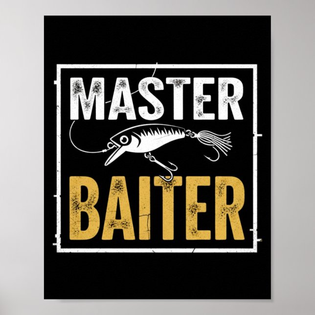 Mens master baiter funny fishing graphic poster (Framsidan)