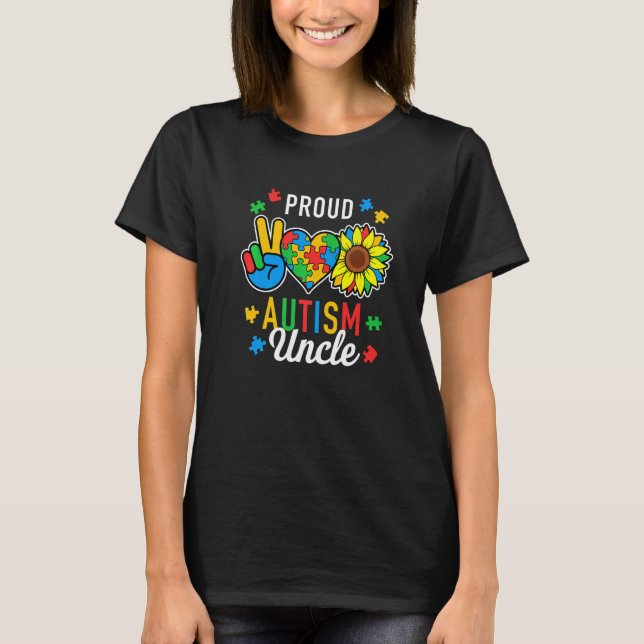 Mens Mens I'm A Proud Autism Uncle Autism Awarenes T Shirt (Framsida)