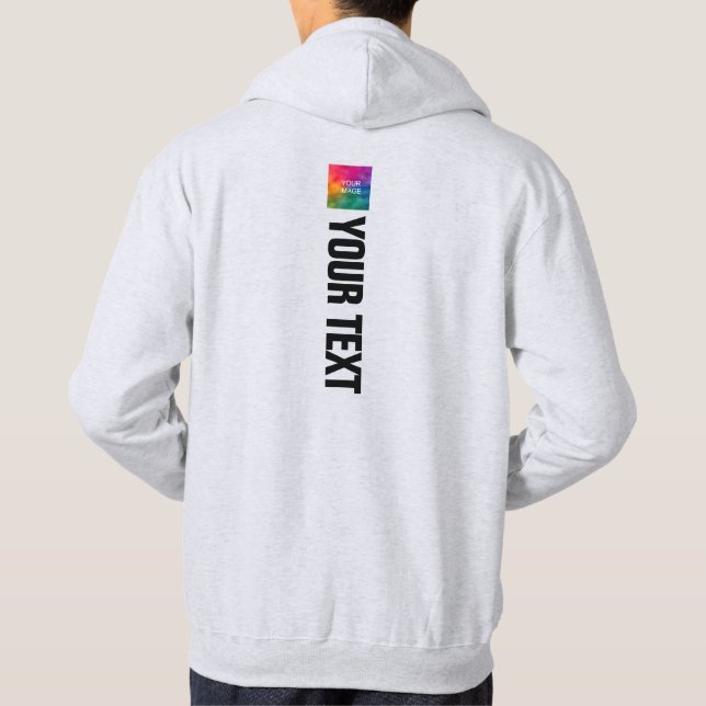 Mens Modern Dubbelsidig Designtryck Askgrå Hoodie (Baksida)