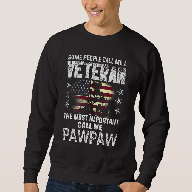 Mens Most Important Call Pawpaw American Proud Vet Lång Ärmad Tröja (Framsida)