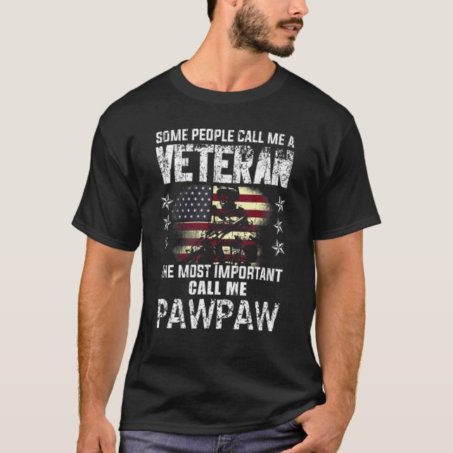 Mens Most Important Call Pawpaw American Proud Vet T Shirt (Framsida)