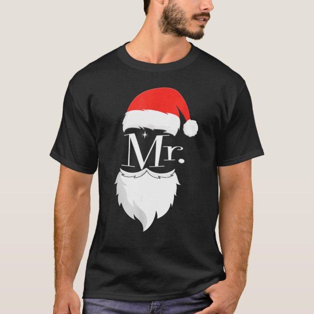 Mens Mr And Mrs Claus Couples Christmas Pajamas Sa T Shirt (Framsida)
