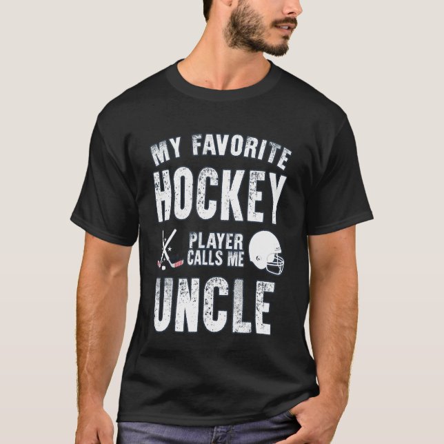 Mens My favorite hockey player calls me uncle Best T Shirt (Framsida)