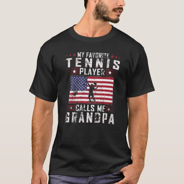 Mens My Favorite Tennis Player Calls Me Grandpa Fa T Shirt (Framsida)