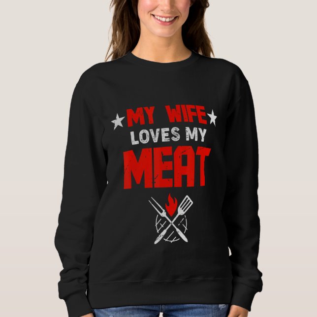 Mens My Wife Loves My Meat Funny Grilling T Shirt (Framsida)