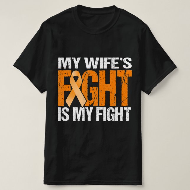 Mens My Wife's Fight is My Fight Leukemia Awarenes T Shirt (Design framsida)