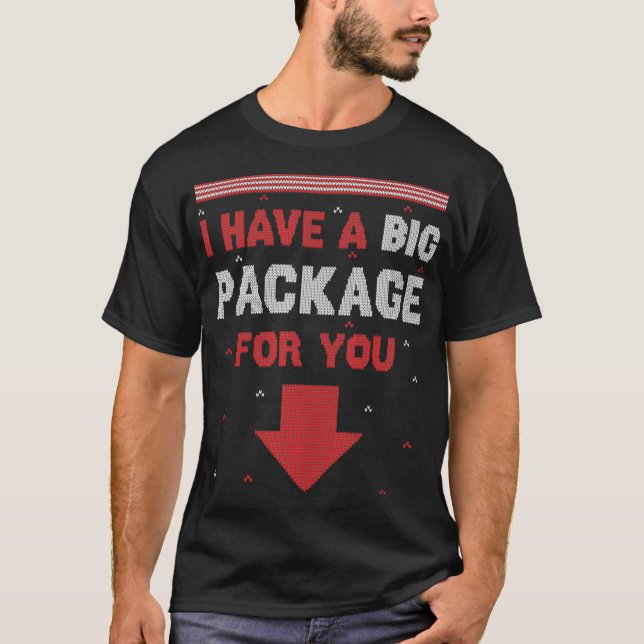 Mens Naughty Xmas I Have A Big Package Inappropria T Shirt (Framsida)