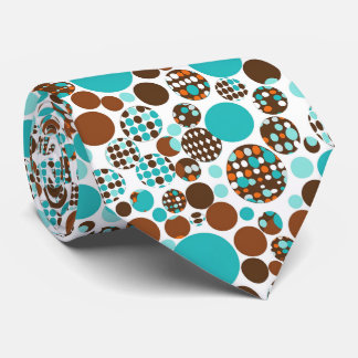 Men's Necktie Turquoise Brown Circles Slips