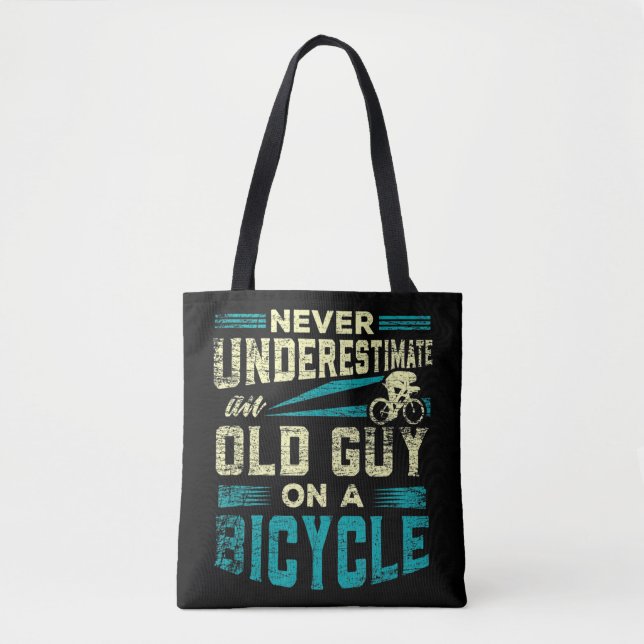 Mens Never Underestimate An Old Guy On a Bicycle G Tygkasse (Framsida)